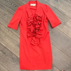 Marni Red Ruffle Midi Dress